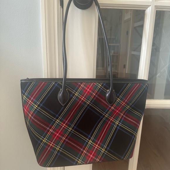Dooney & Bourke Tartan Black and Red Tote - Picture 1 of 4